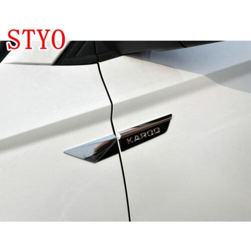 STYO Car ABS Side Wing Fender Door Emblem Badge Sticker Trim for Skoda1 Karoq KAROQ 2018