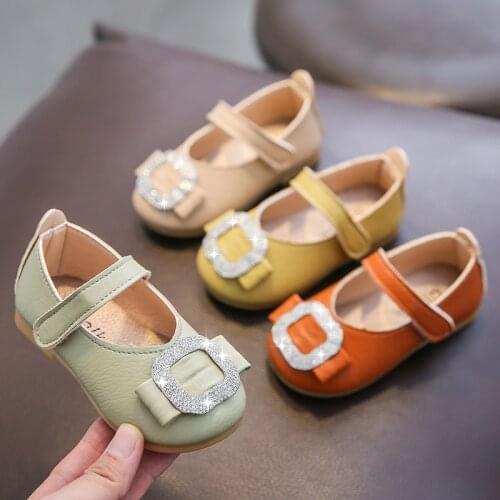 Baby Girls Shoes for Toddlers Rhinestone Buckle Children Dress Shoes Kids Flats for Wedding Party Princess Seet Candy Color Chic