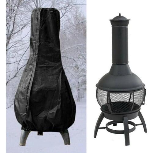 Outdoor Fire Pit Cover Black Outdoor Waterproof Dust-Proof Heater Cover Protection For Garden Backyard Stove Protective Cover