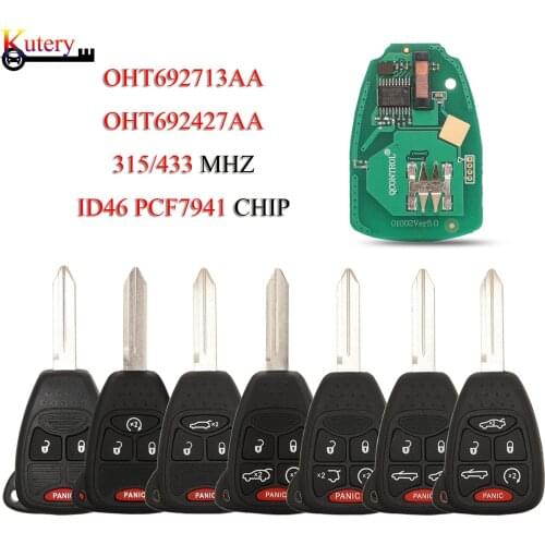 Kutery Remote Car Key For Jeep Grand Cherokee Commander Wrangler Liberty 3+1Buttons 434Mhz ID46-PCF7941Chip