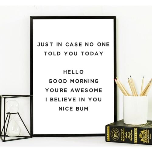Hello Good Morning You're Awesome Inspirational Quote Poster Typography Prints Minimalist Wall Art Canvas Painting Office Decor