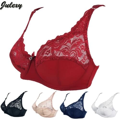 Julexy New 2020 Sexy Ultrathin Transparent Brassiere C D Cup Big Size Women Bra Solid Lace Hollow Out Soutien Gorge Underwear