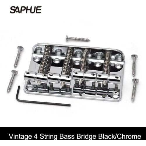 1 Set Vintage 4 String Bass Bridge Length-65mm Bass Fixed Bridge Saddle Top Load Chrome Black