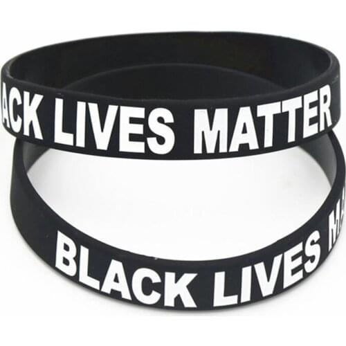1PC Black Lives Matter Silicone Wristband Black Silicone Rubber Bracelet & Bangles for Men Women Gifts