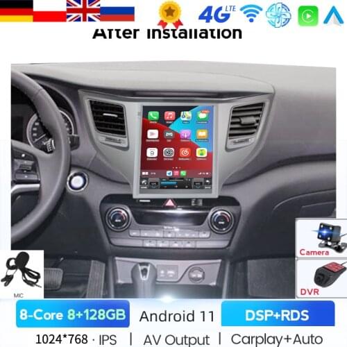 128GB Tesla Screen For Hyundai Tucson 2015 2016 2017 2018 2019 Android 11 Car Multimedia Player GPS Navi Auto Radio Stereo Unit