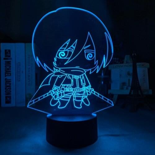 3d Illusion Lamp Attack on Titan Nightlight for Bedroom Decor Colorful Battery Powered Mikasa Ackerman Figure LED Night Light