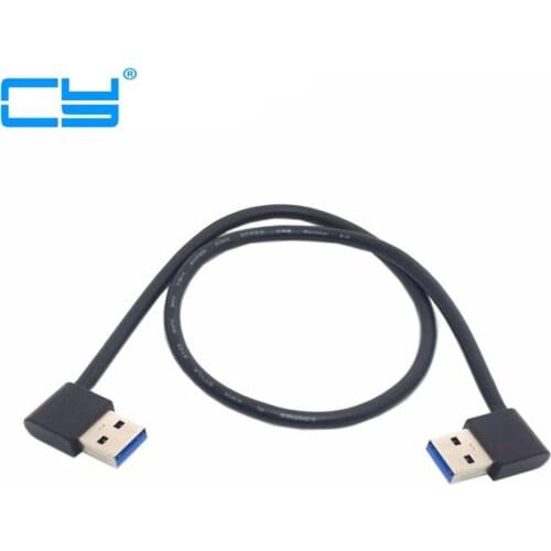 5pcs USB3.0 USB 3.0 Type A Male 90 Degree Left Angled to Right Angled Extension Cable Straight Connection 50cm 0.5m