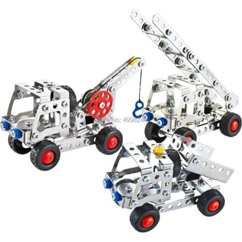 861 137pcs 3in1 Urban Engineering Car Truck Stainless Steel Alloy Metal Building Block With Tools Toy