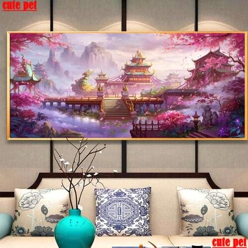 Large 5D Ancient scenery DIY Diamond Painting New Square Diamond Embroidery Sale animal Diamond Mosaic Full Display Home Decor