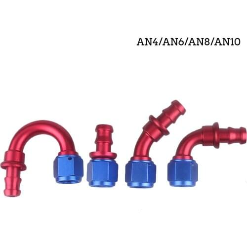 AN4/AN6/AN8/AN10 Push On Oil Cooler Reusable Hose End Fittings Oil Fitting0°45°90°180° Degree Aluminum Fittings Hose End Red