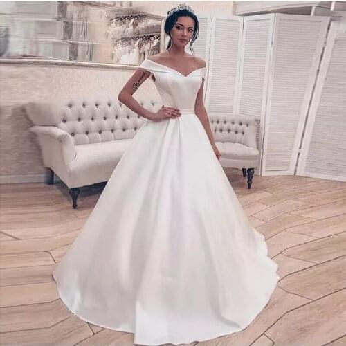 FDHAOLU Vestido de Novia Robe de Mariee Satin Pleat Wedding Dress платье Wedding Party Dress Robe De Soiree свадебные платья