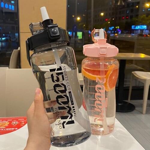1.5L/2L Water Bottle Large Capacity Outdoor Travel High Temperature Resistant Straw Plastic Portable Adult Sports BPA Free