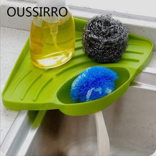 Kitchen Sink Corner Sucker Type Triangle Shelf Storage Rack Sponge Bathroom Soap Cleaning Brush Ball Holder Kitchen Accessories