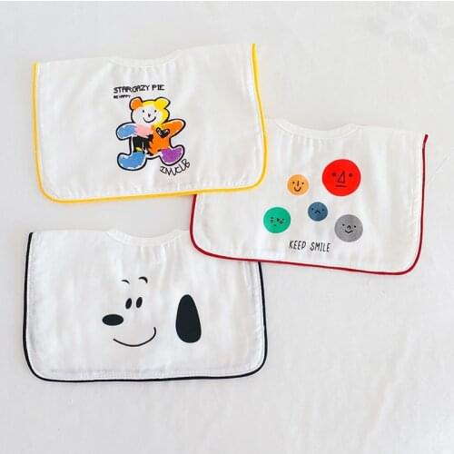 INS Korean Style Cotton Gauze Square Bibs For Babies Thin Breathable Summer Autumn Saliva Pocket 0-2 Years Children Accessories