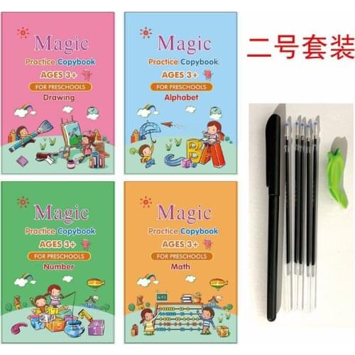In Stock Full English Magic Practice Copybook Set Magic Calligraphy That Can Be Reused English Tracing Book Number Tracing Book