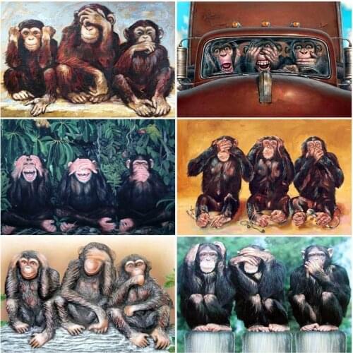 GATYZTORY DIY Paint By Numbers Monkey HandPainted Painting Art Drawing On Canvas Gift Animal Coloring By Number Kits Home Decor