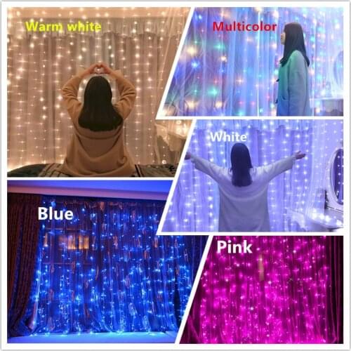 3x3m 300Leds Remote Led Curtain String Lights USB Battery Fairy Lights Garland Christmas for Window Home Outdoor Decor Holiday