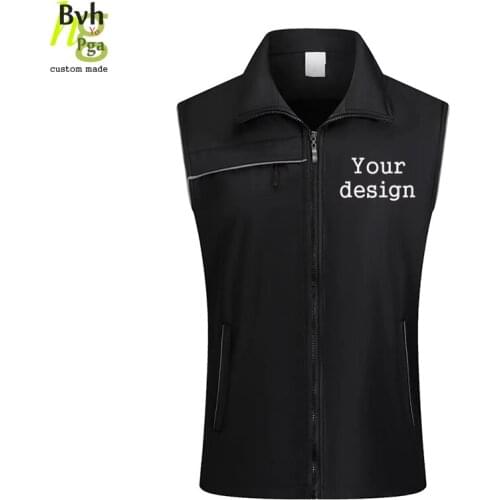 Custom logo reflective plus velvet vest printing logo picture text new sleeveless mens and womens casual vest
