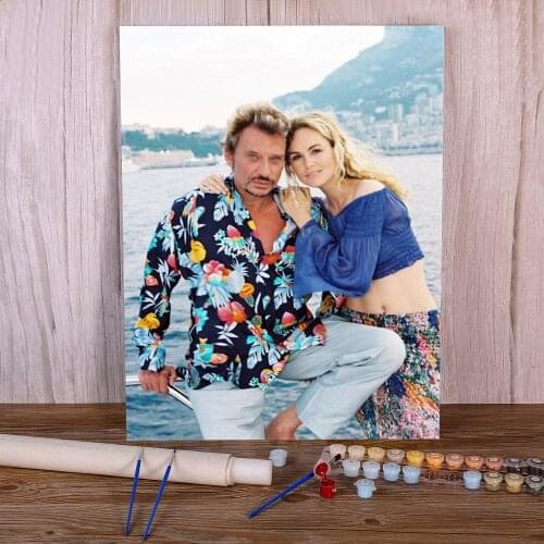 Johnny Hallyday Paint By Numbers Set Oil Paints 50*70 Canvas Painting Loft Picture For Kids Wholesale For Drawing Art