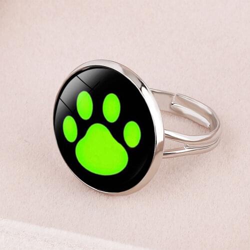 Cat Noir Ring Cosplay Pet Dog Paw Red Ladybird Glass Picture Handmade Opening Rings for Women Kids Anime Jewelry