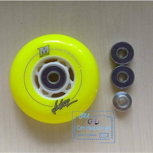 Wheel + Bearing 8 pcs Matter Juice Zefiro Inline Roller Skates Wheels, FSK Slalom Braking Skating Wheel for SEBA IGOR KSJ HV HL