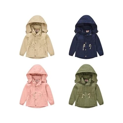 2021 New Spring And Autumn Boy Child Clothes Girl Coat Childrens Pure Color Casual Fashion Hooded Jacket Kidss Windbreaker