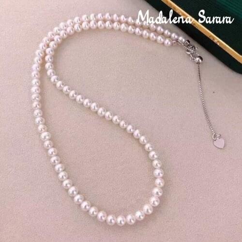 MADALENA SARARA AAA Freshwater Pearl Round Shape Classical Style Pearl Necklace 4-5mm Women necklace 43cm