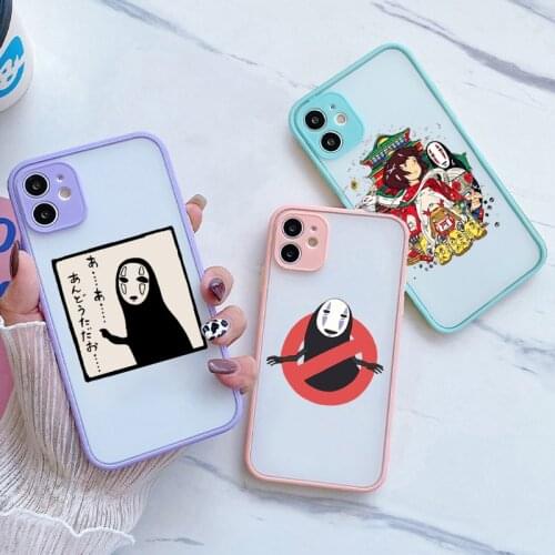 Matte Hard PC Phone Case for IPhone 11 Pro XR X XS Max 6 6S 7 8 Plus 12 Mini Cartoon Cute Funny Spirited Away No Face Man Cover