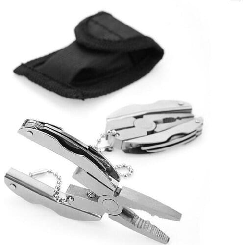 Mini Multi-tools Plier Outdoor Portable Folding Multifunction Plier Clamp Keychain Screwdriver Hiking Camping EDC Keychain Tool