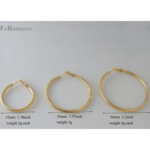 MIN ORDER 10$ CAN MIX DESIGN/NEW CUTE CARVED SPARKLING SPOTS THREE STYLES YELLOW GOLD GP HOOP 1.38"/ 1.97" / 2.2" EARRING