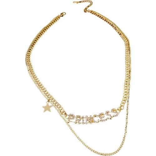 RZ025 Fashionable Five-Pointed Star With Diamond Letters Stacked Hip-Hop Personality Temperament Pendant Retro Cool Style