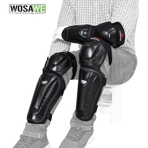 WOSAWE Motorcycle Knee Pads Protector Motocross Snowboard Skateboard Ski Roller Hockey Sports Protection Support MTB Kneepad Set