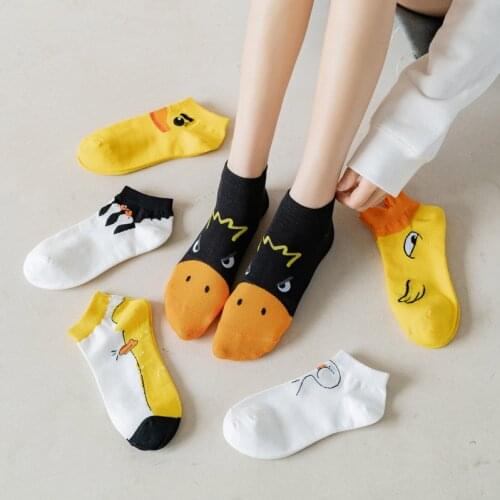 Spring And Summer New Female Socks Personality Cartoon Cute Little Yellow Duck Boat Socks Ins Tide Breathable Fashion Socks