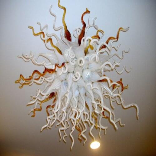 Newest Blown Glass Chandelier Amber White Custom Art Glass Chandelier Lightings