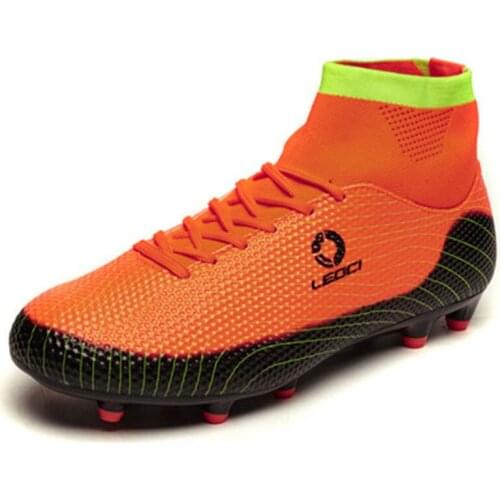 New Arrival MenWomen Boys Girls Kids Indoor Outdoor Football Boots High Ankle Soccer Shoes Unisex Football ShoesLong Spikes