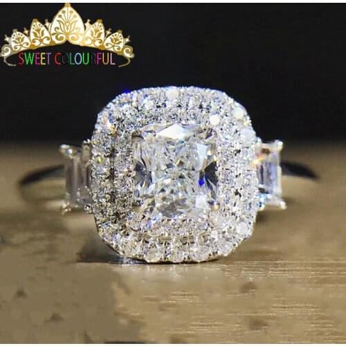 Wedding 100% Moissanite Diamond Ring Genuine 18K 750 Gold D color VVS MO-0017
