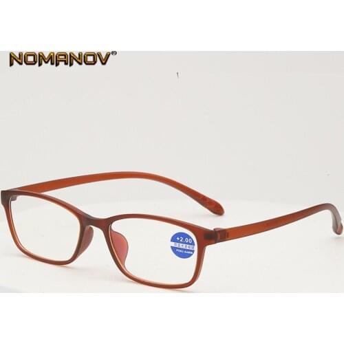 NOMANOV TR Fashion Brown Frame Ultralight Anti-fatigue Men Women Reading Glasses +0.75 +1 +1.25 +1.5 +1.75 +2 +2.5 +2.75 +3 To+4