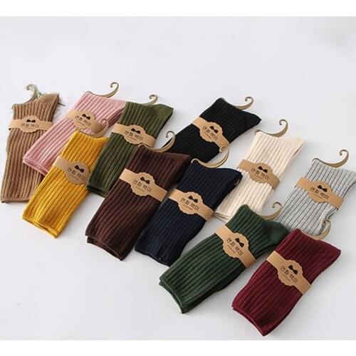 Solid Socks for Women Casual Cotton Crew Black Beige Pink 11 Colors Female Harajuku Socks Streetwear Style