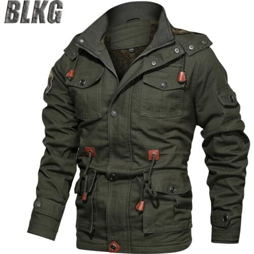 Wholesale Winter Jacket Men Thick Warm Windbreaker Snow Coat Wool Liner Hooded Collar Casual Military Jacket Men Clothing