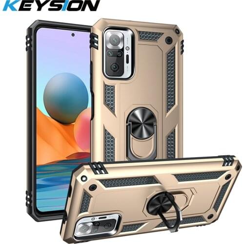 KEYSION Shockproof Case for Redmi Note 10 Pro 10S 9 8 7 Pro 9T K40 Ring Phone Back Cover for Xiaomi Mi 11i POCO X3 Pro X3 NFC F3