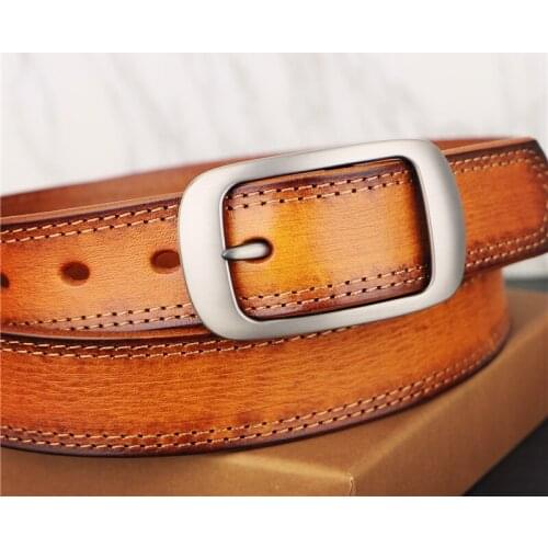 Leather Belt Men Vintage Handmade Belt Fashion Casual Simple All-match Waistband Harajuku Designer Belts Wear-Resistant