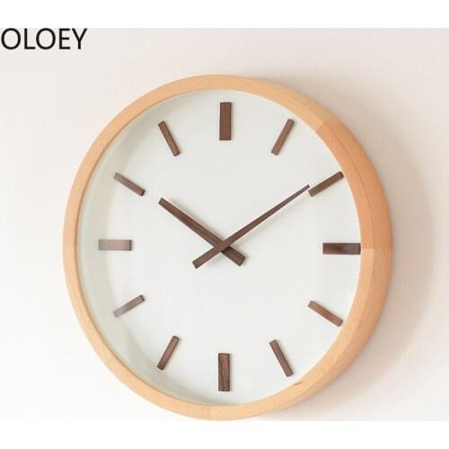 Nordic Wall Clock Wood Watches Home Decor Japanese Living Room Bedroom 12 Inch Silent Solid Wooden Best Selling 2019 Products