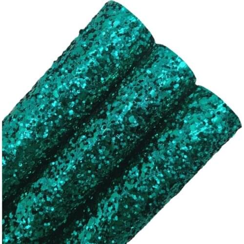 Dark Green Chunky Glitter Vinyl Fabric Sheet Felt Backing Synthetic Leather Faux Vinil For Bows Earrings DIY A4 SIZE T565A
