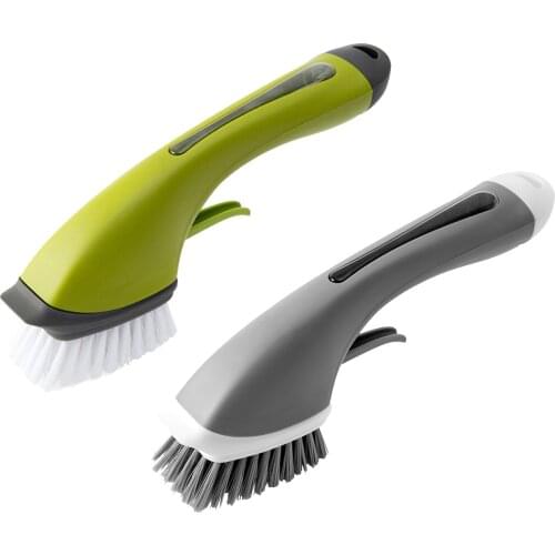 Comfortable Grip Soap Dispensing Dish Wand Scrubber Brush for Pot Pan Skillet Cleaning