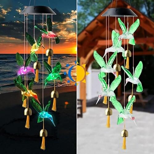 Windbell Lamp Animal Shaped Waterproof ABS Resin Outdoor Solar Wind Bell Light for Garden