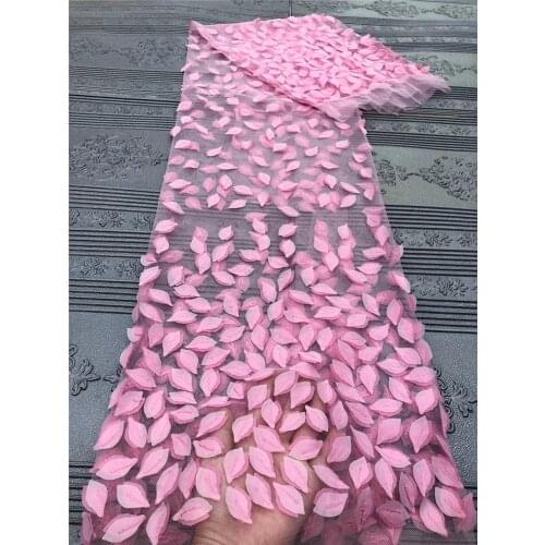 High quality French tulle lace 3D small leaf applique embroidery African lace fabric Nigerian style skirt design fabric 5 yards
