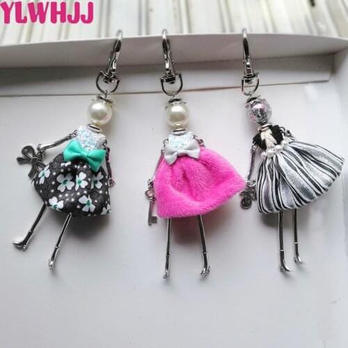 YLWHJJ brand new Doll baby cute keychain for Women Car Pendant Girls Handmade Statement fashion Jewelry Flower Bag key chains