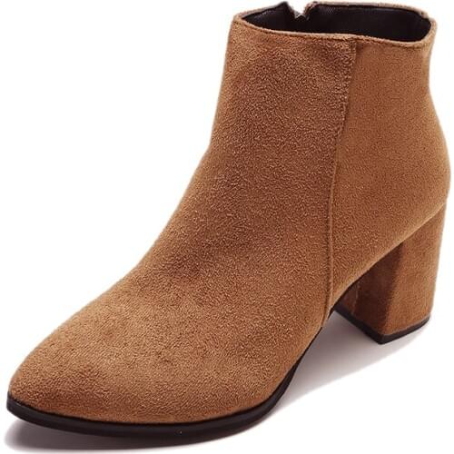Spring Boots women 2019 Black Ankle Boots For Women Thick Heel Side Zipper Ladies Shoes Boots Bota Feminina