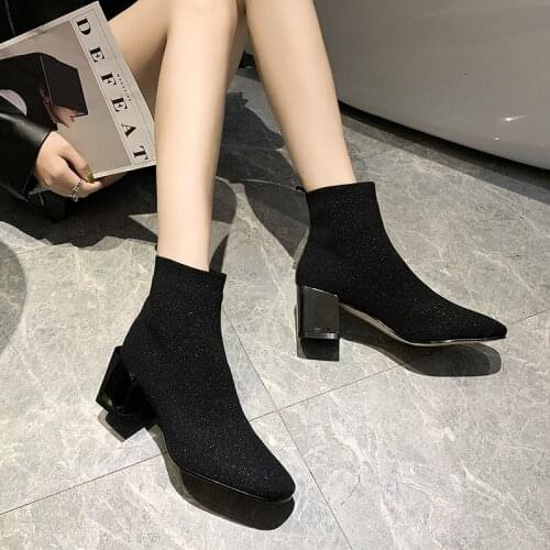 Women single boots Spring 2020 New Fashion square head cloth square with non-slip Simple wild party shopping women shoes U23-98