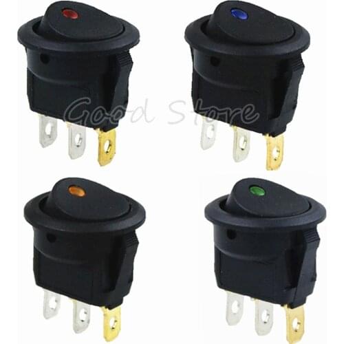 1PCS 12V SPST Switch LED Practical Dot Light switch Car Boat Round Rocker ON/OFF AC 6A/125V 3A/250V 4 Colors MY